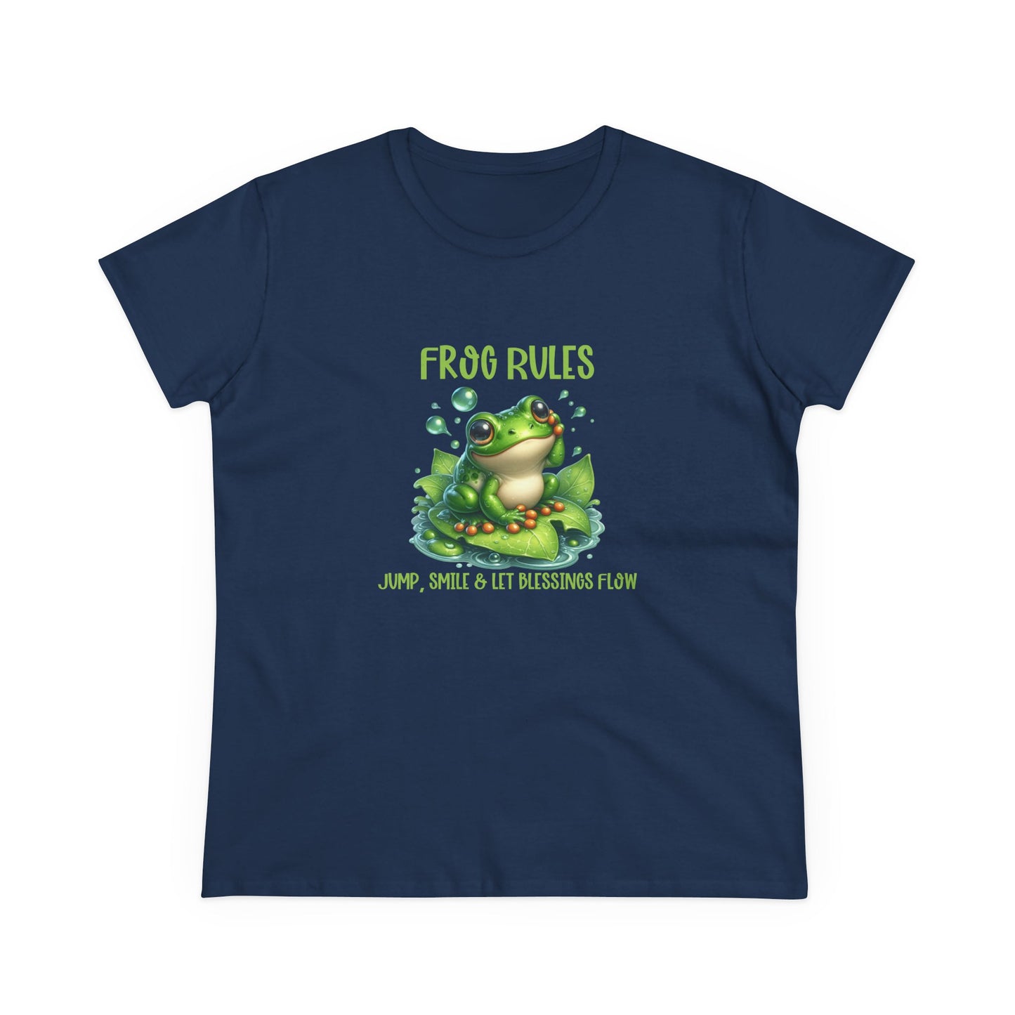 Frog Rules jump smile let blessings flow Womens semi fit Cotton Tee