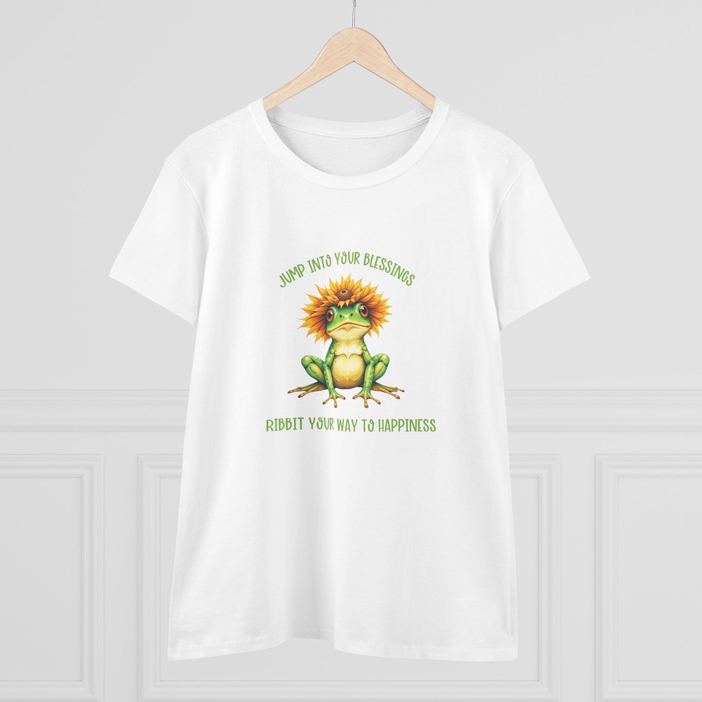 Jump Into Your Blessings Ribbit your way to happiness cute frog Womans semi fit tee