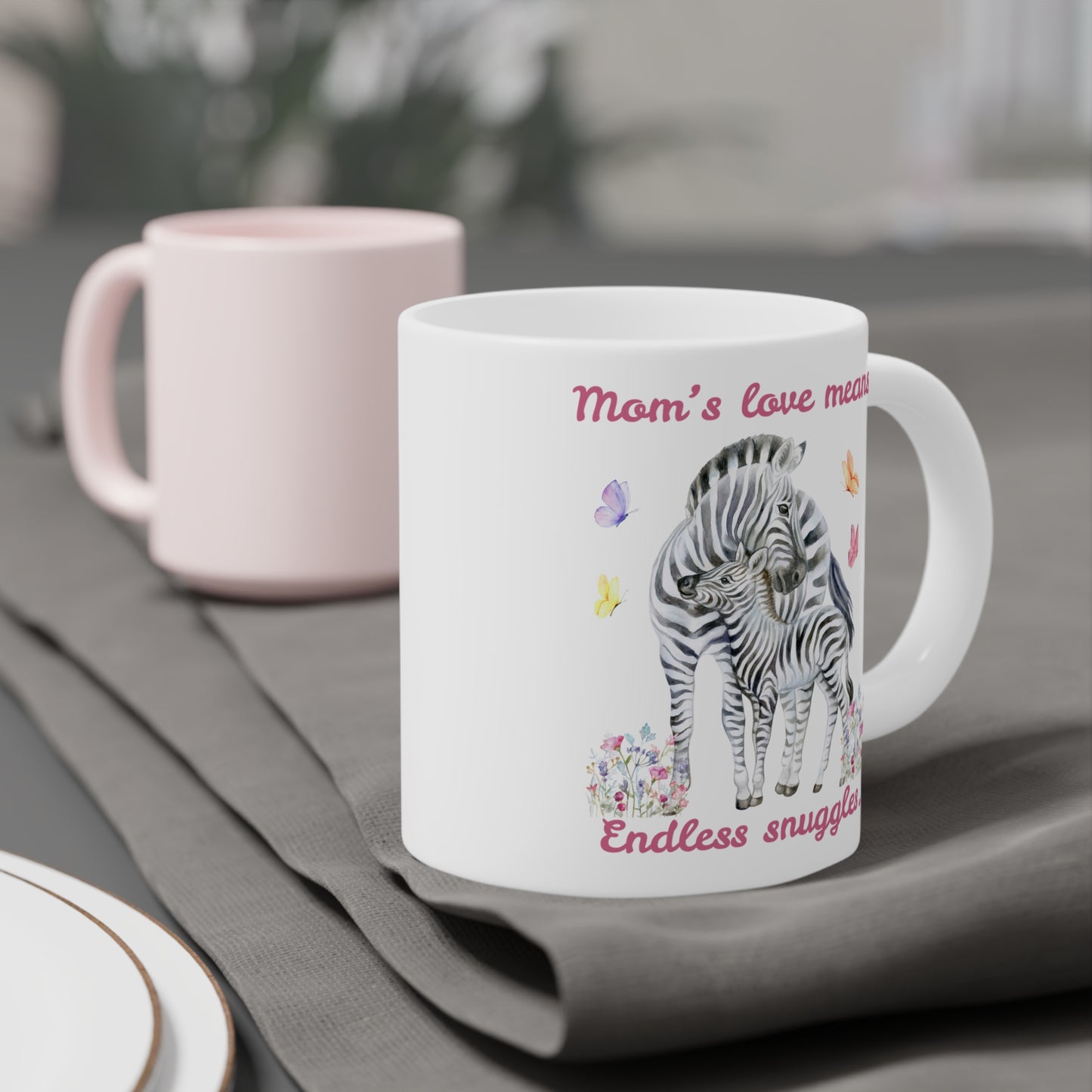 Zebra Mom and Baby Snuggle Love Mug