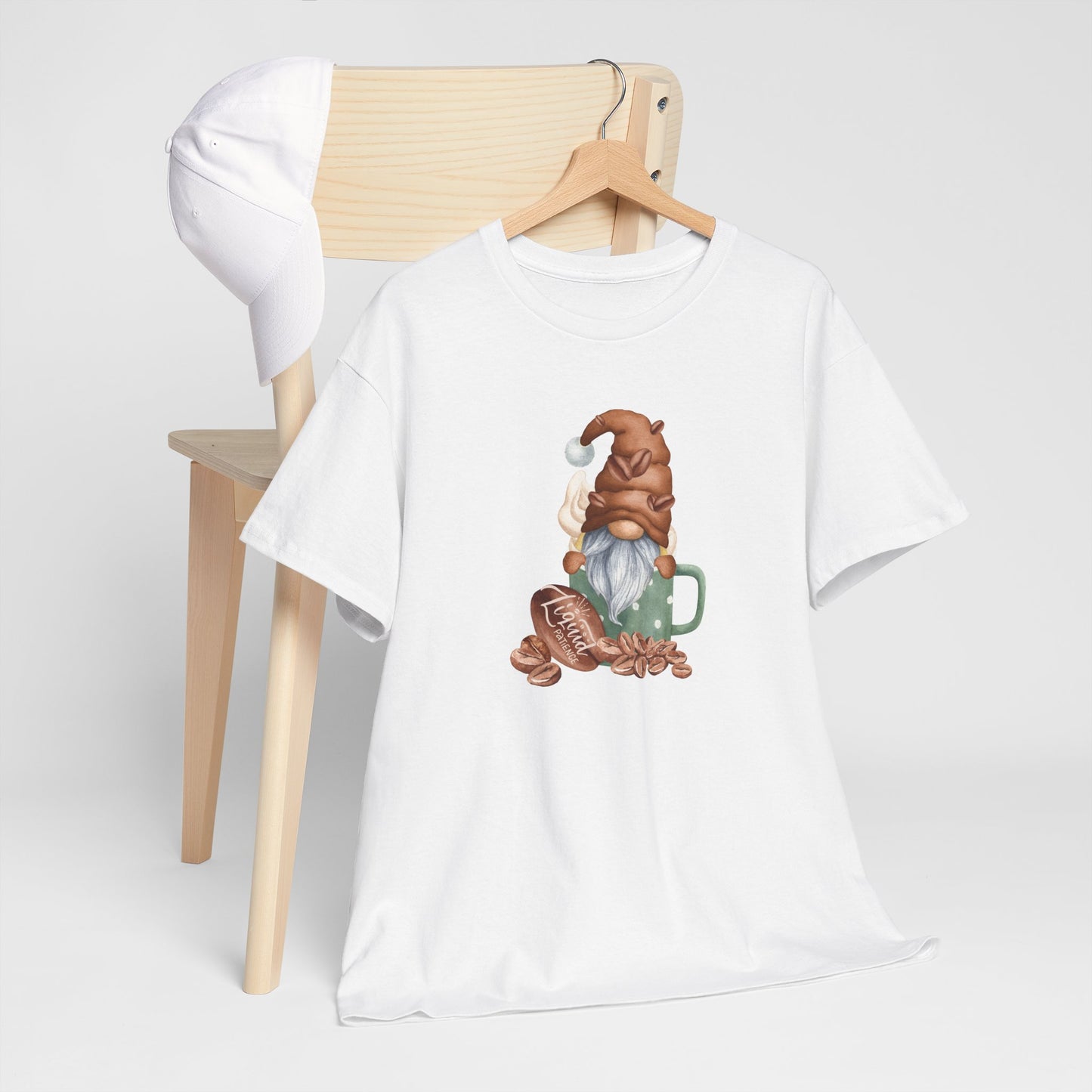 Cozy Coffee Gnome Tee, Unisex Heavy Cotton Tee, Perfect for Coffee Lovers, Holiday Gift, Cute Gnome Shirt, Casual Wear, Festive Attire