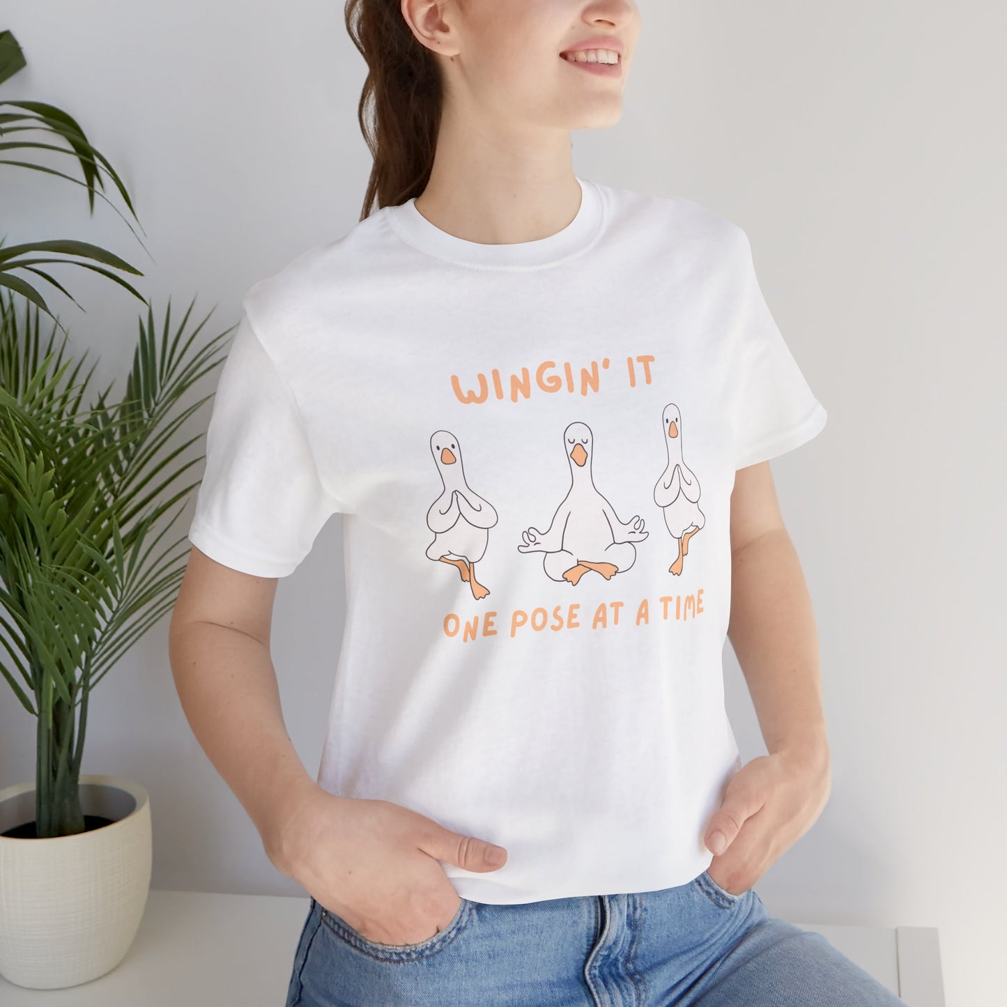 Wingin It One Pose at a Time Silly Goose Yoga Shirt