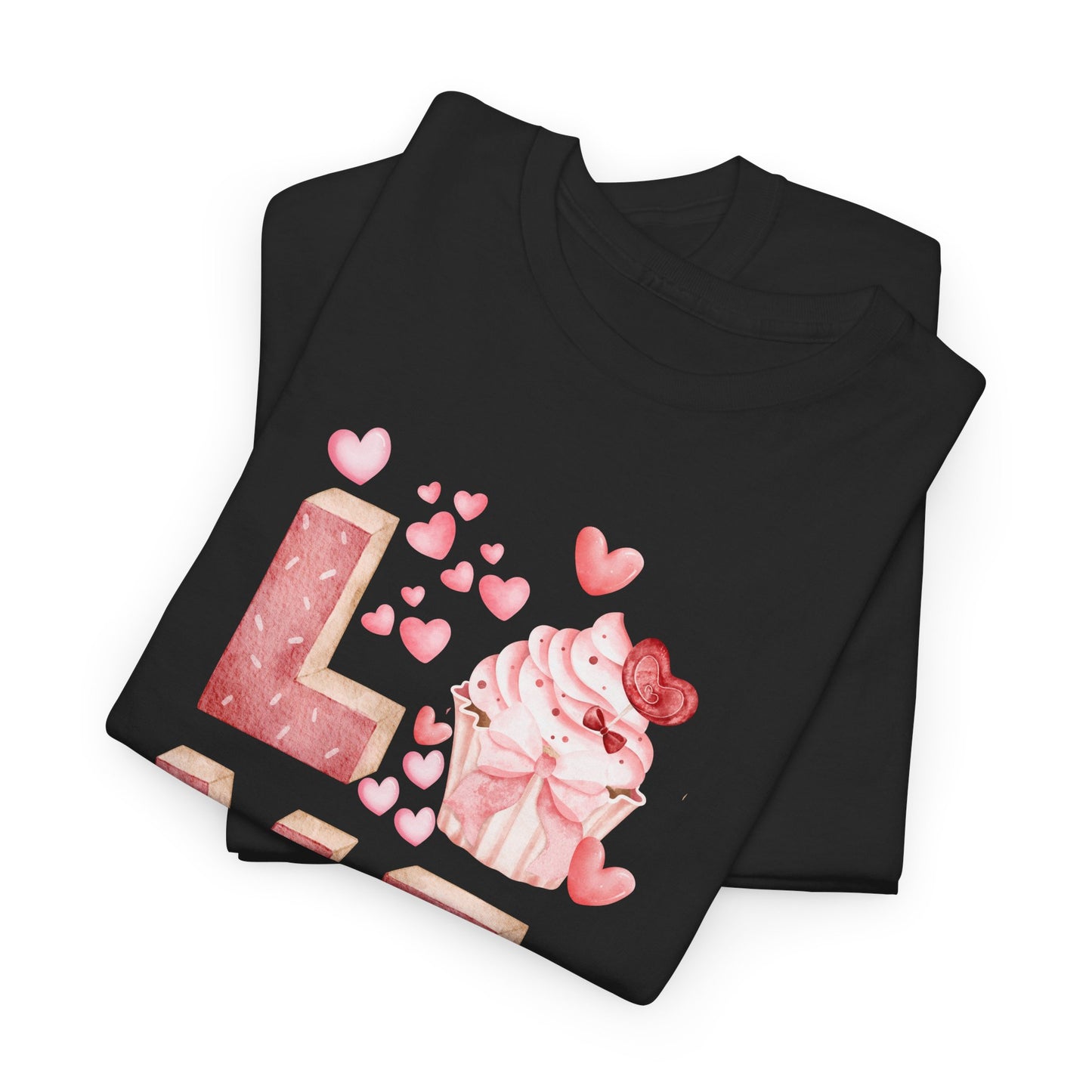 Cute Pink Love Cupcake Graphic Tee cupcake lover, Couples Gift, Unisex T-Shirt, Sweetheart Shirt, Heart Print Apparel, Romantic Wear