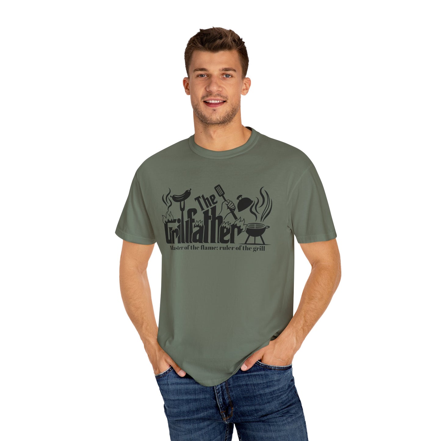 Grillfather, Master of the Flame, Ruler of the Grill BBQ Tee Dad T-shirt