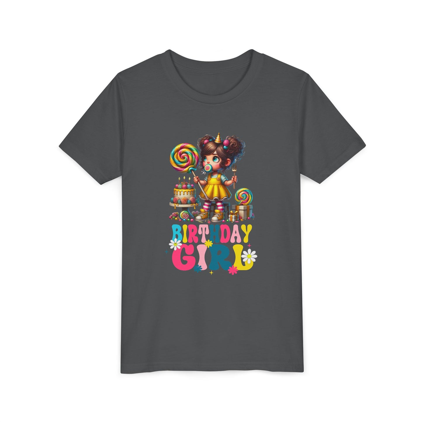 Rainbow Birthday Girl Youth Tee