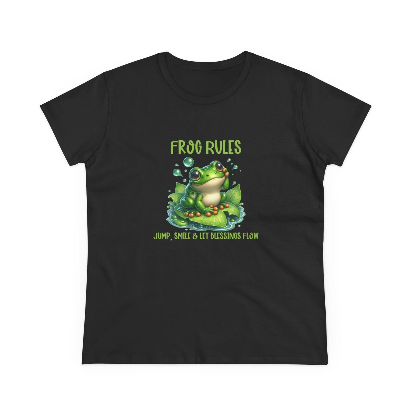 Frog Rules jump smile let blessings flow Womens semi fit Cotton Tee