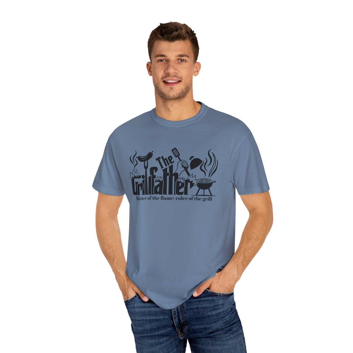 Grillfather, Master of the Flame, Ruler of the Grill BBQ Tee Dad T-shirt