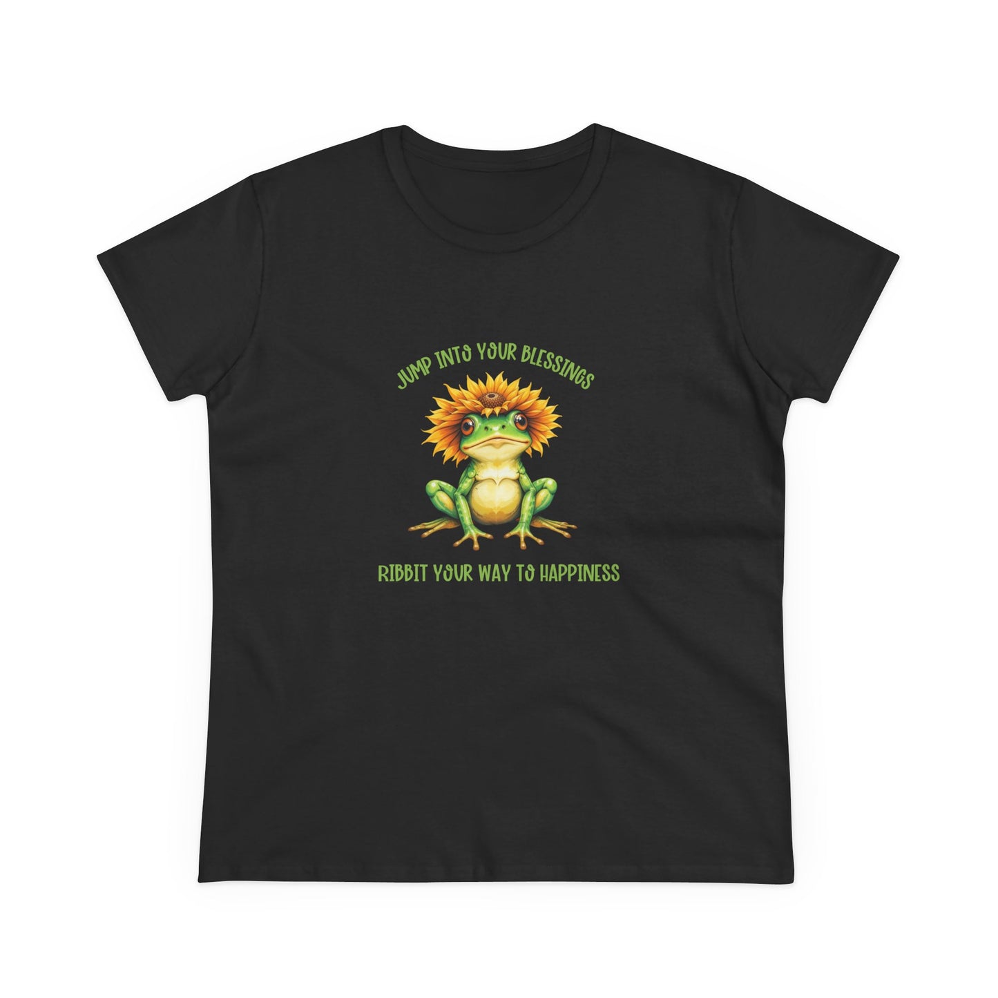 Jump Into Your Blessings Ribbit your way to happiness cute frog Womans semi fit tee