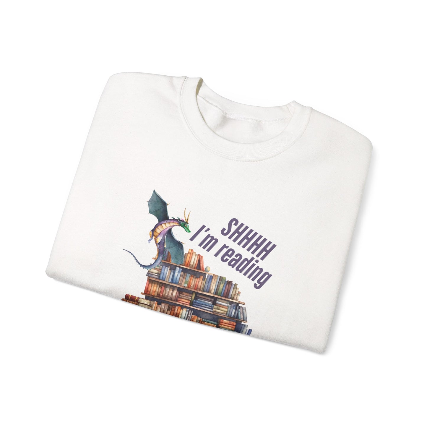 Dragons & Books – Cozy Fantasy Sweatshirt for Readers and Dreamers Book Lover Crewneck, Reader Jumper, Literary Gift, Bibliophile Apparel