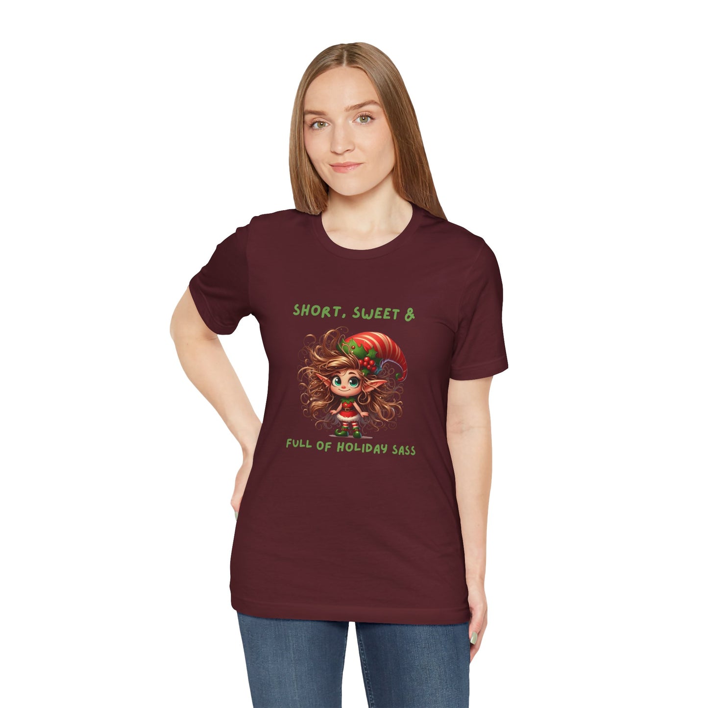 Short, sweet, full of Holiday Sass Tee, Unisex funny Christmas T-Shirt, Cute Holiday Apparel, Short Sleeve Festive Shirt, Gift for Holiday Lovers