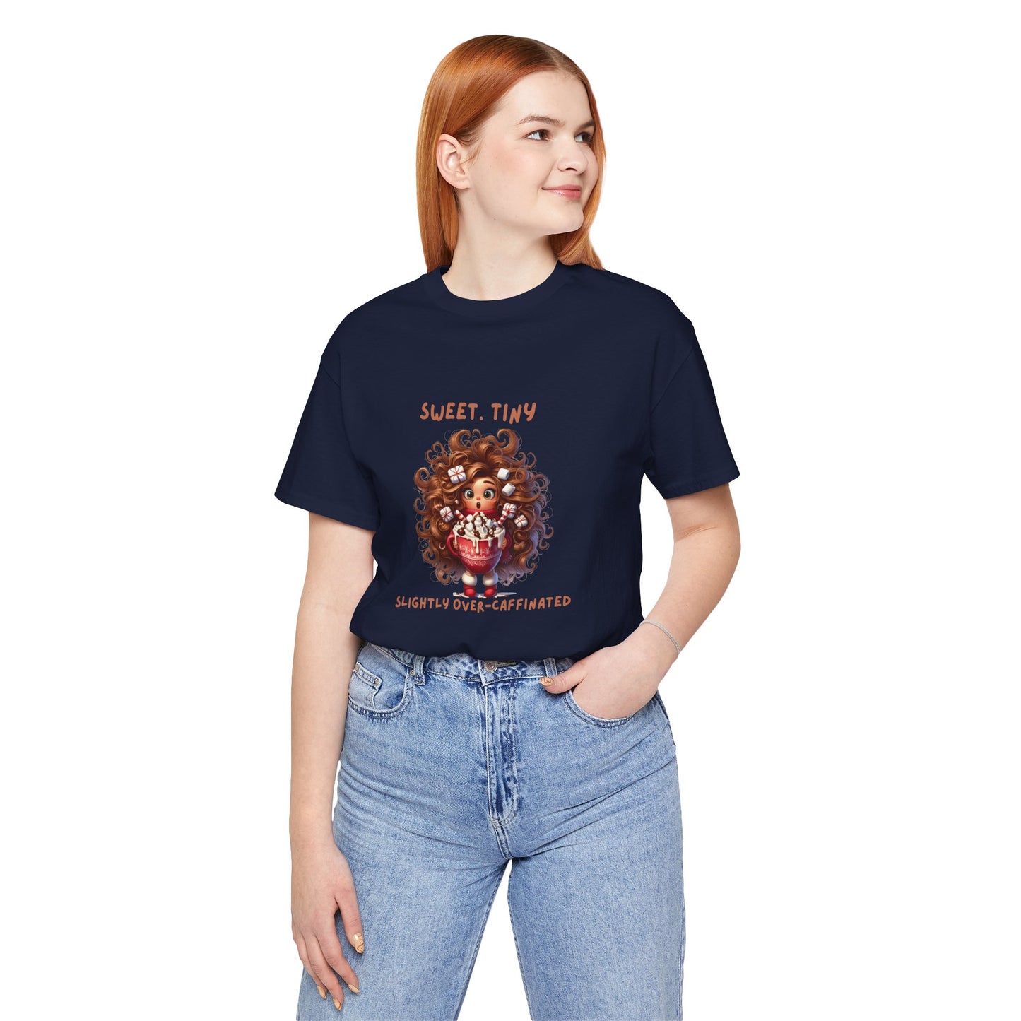 Sweet Tiny Over-Caffeinated Tee, Funny T-Shirt, Gift for Coffee Lovers, Cute Humor Top, Unisex Short Sleeve Shirt