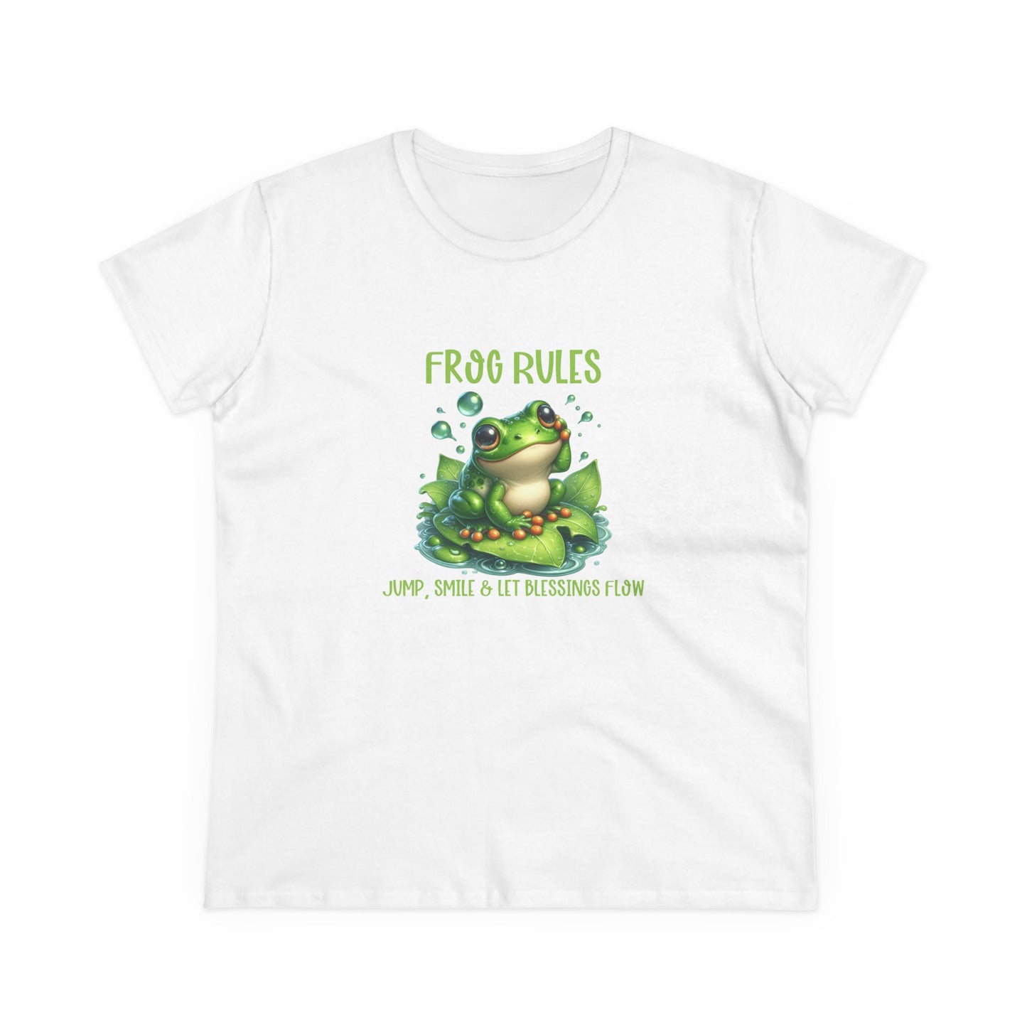 Frog Rules jump smile let blessings flow Womens semi fit Cotton Tee