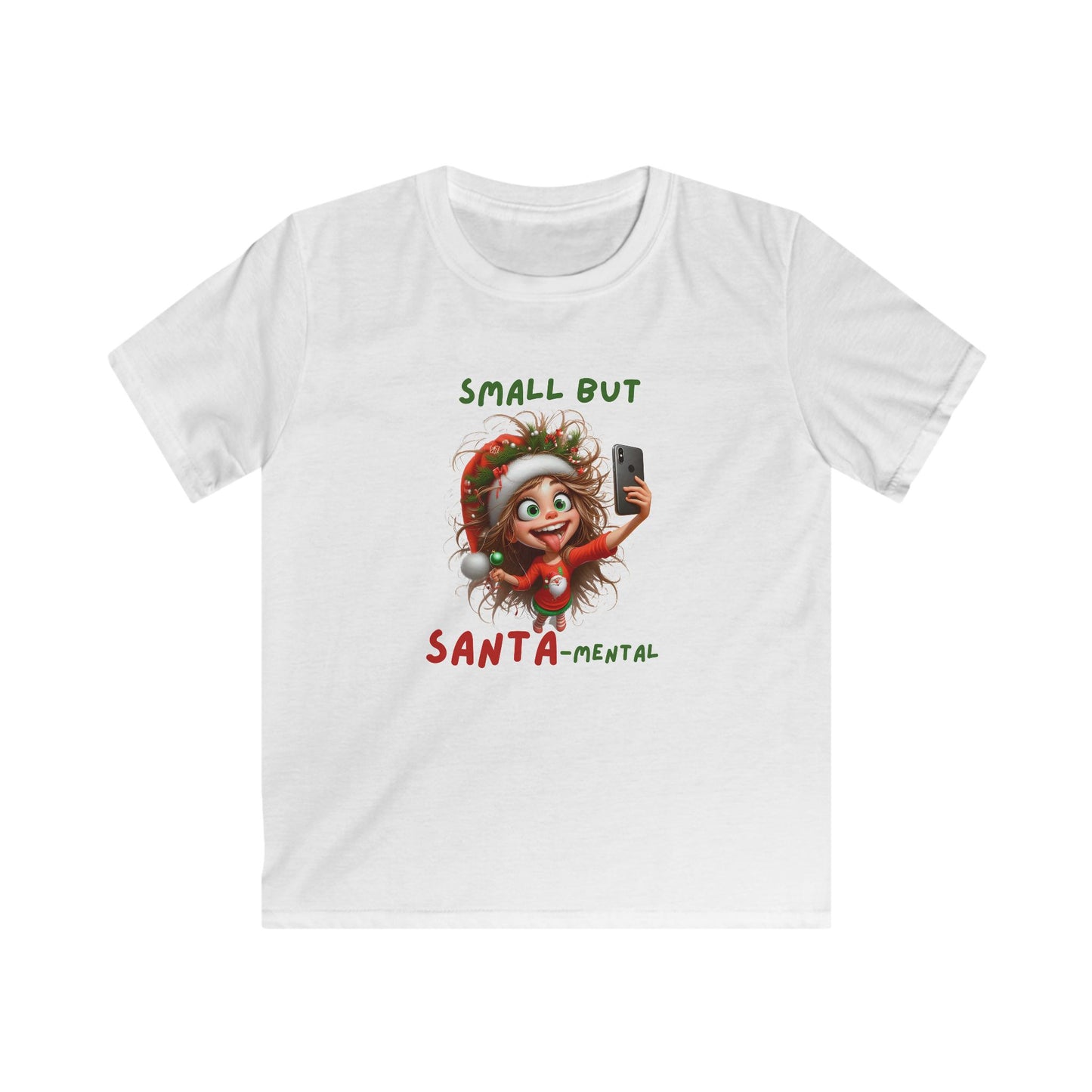 Small but Santa-Mental kids Tee - Fun Holiday T-Shirt, Christmas Gift, Youth Apparel, Cute Shirt for Kids, Santa-Themed Outfit