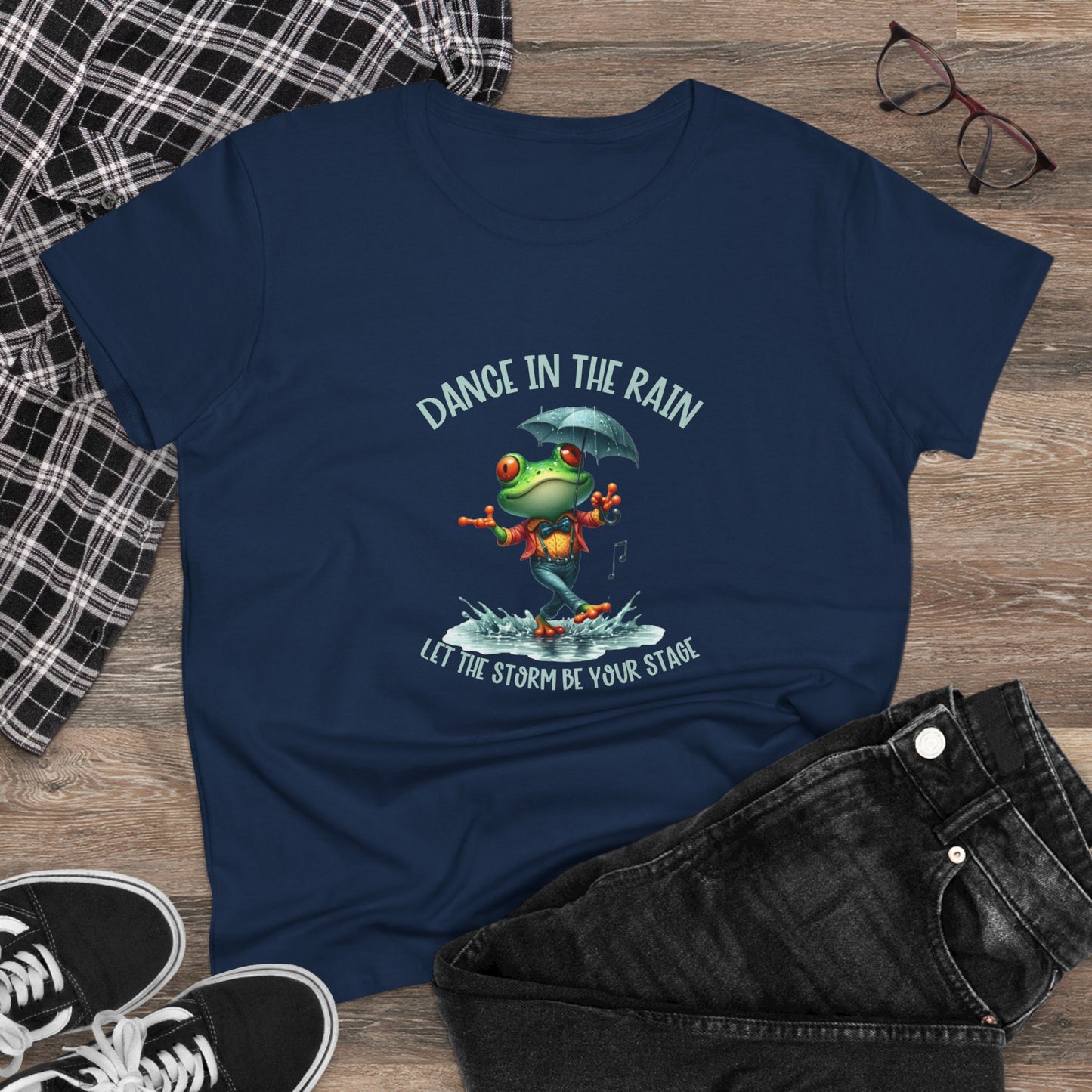 Dance in the Rain let the storm be your stage Womans semi fit Tee