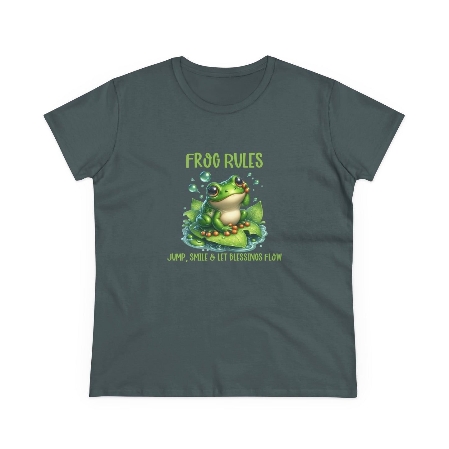 Frog Rules jump smile let blessings flow Womens semi fit Cotton Tee