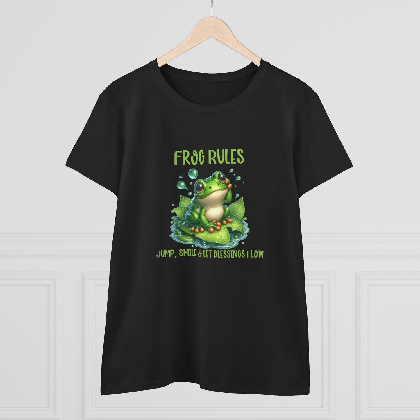 Frog Rules jump smile let blessings flow Womens semi fit Cotton Tee