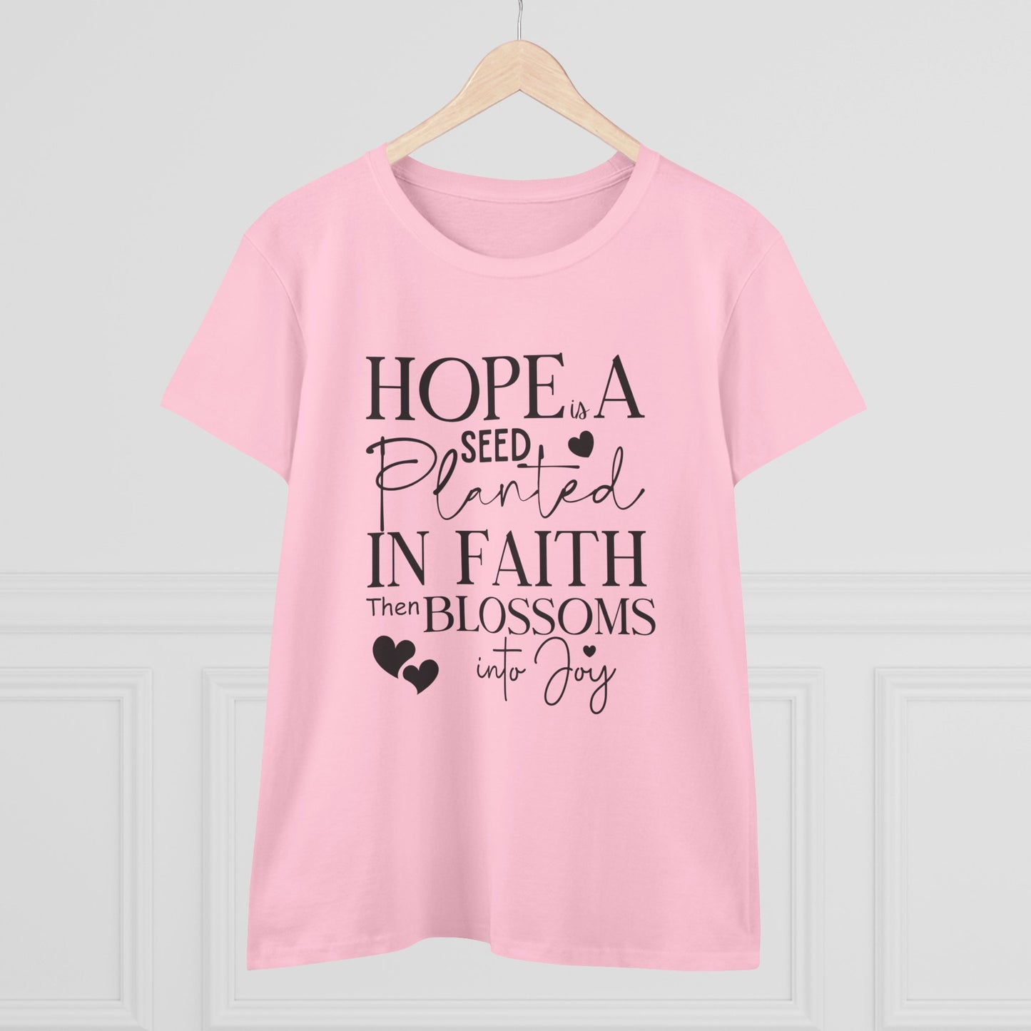 Hope is a seed planted in faith that turns into joy", Women's Semi Fit Tee