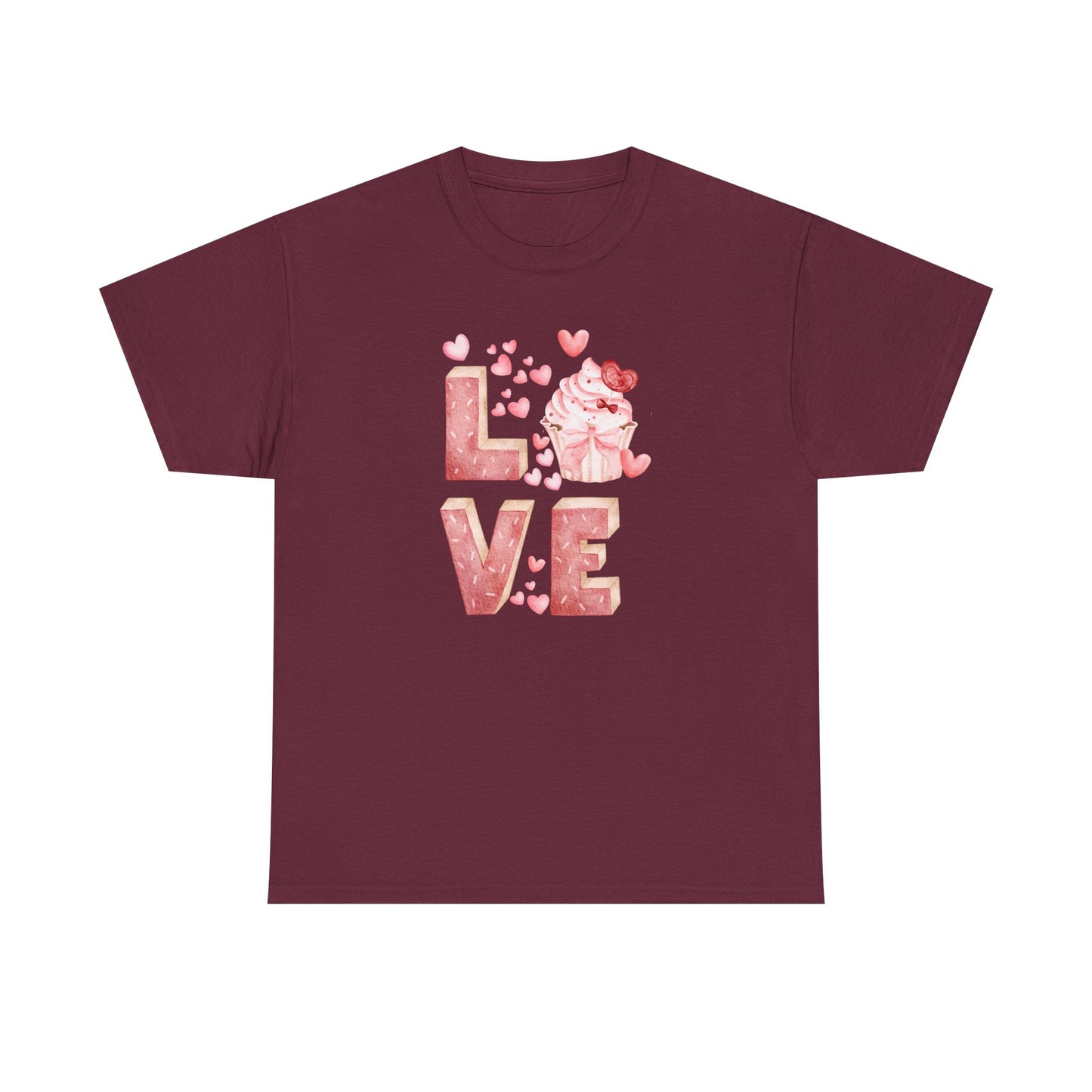 Cute Pink Love Cupcake Graphic Tee cupcake lover, Couples Gift, Unisex T-Shirt, Sweetheart Shirt, Heart Print Apparel, Romantic Wear