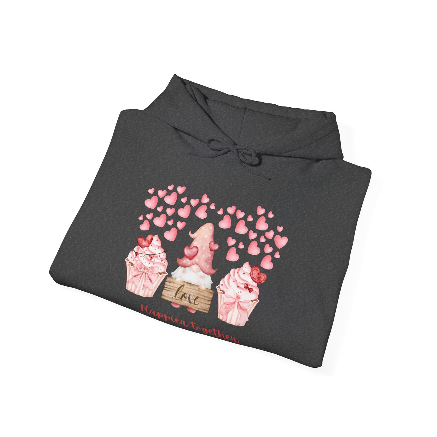 Cute 'Love Happier Together' Couples Hoodie, Valentine's Gift, Cozy Apparel, Unisex Sweatshirt, Cute Love Design,