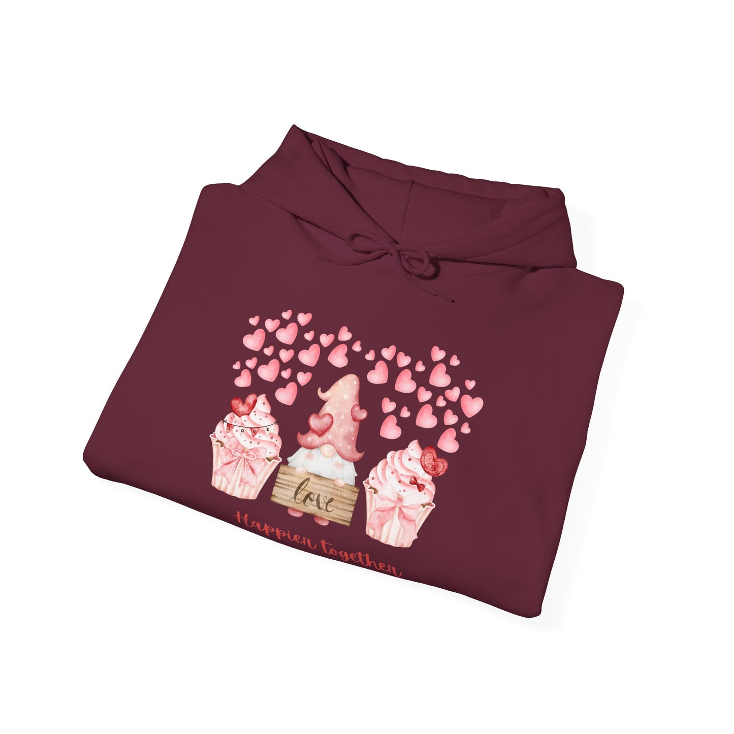 Cute 'Love Happier Together' Couples Hoodie, Valentine's Gift, Cozy Apparel, Unisex Sweatshirt, Cute Love Design,