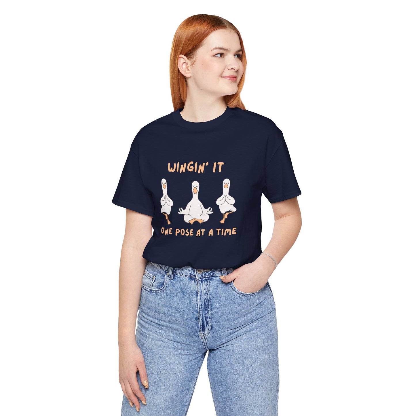 Wingin It One Pose at a Time Silly Goose Yoga Shirt