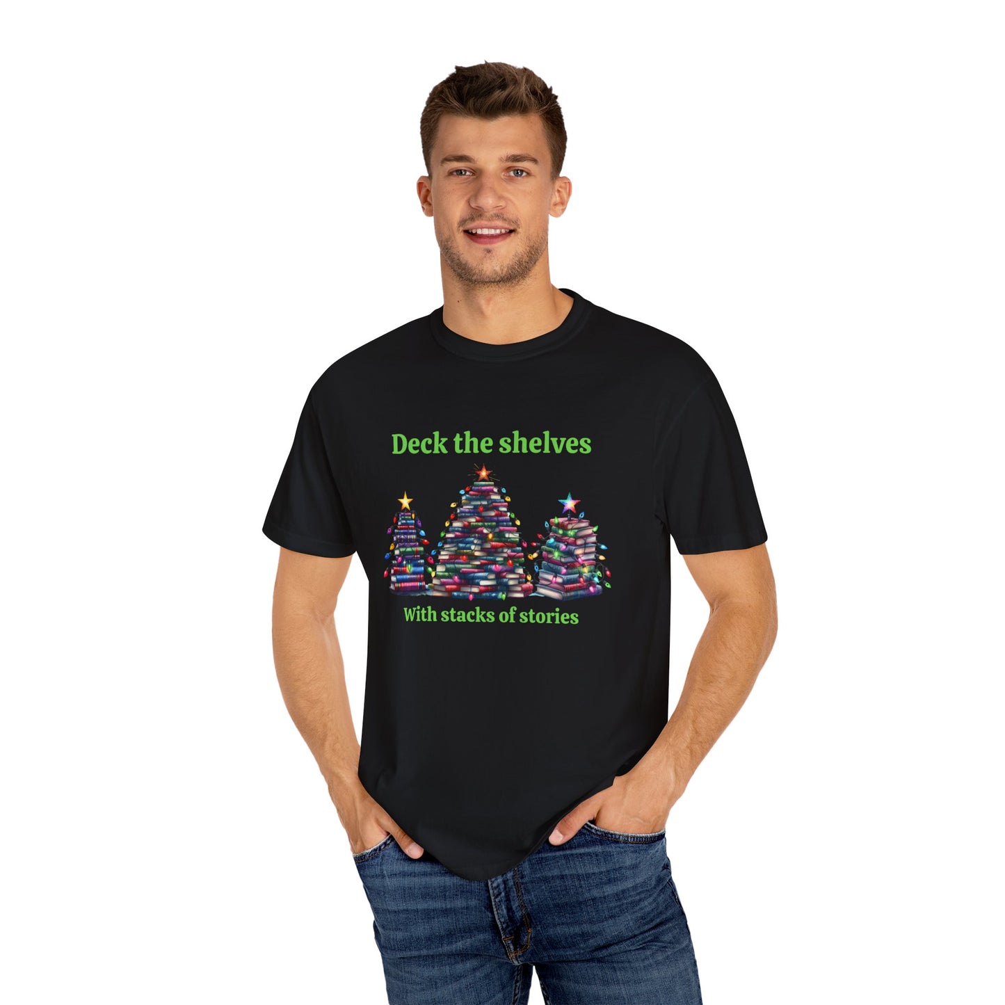 Deck the Shelves Tee – A Literary Tree-mendous Holiday!