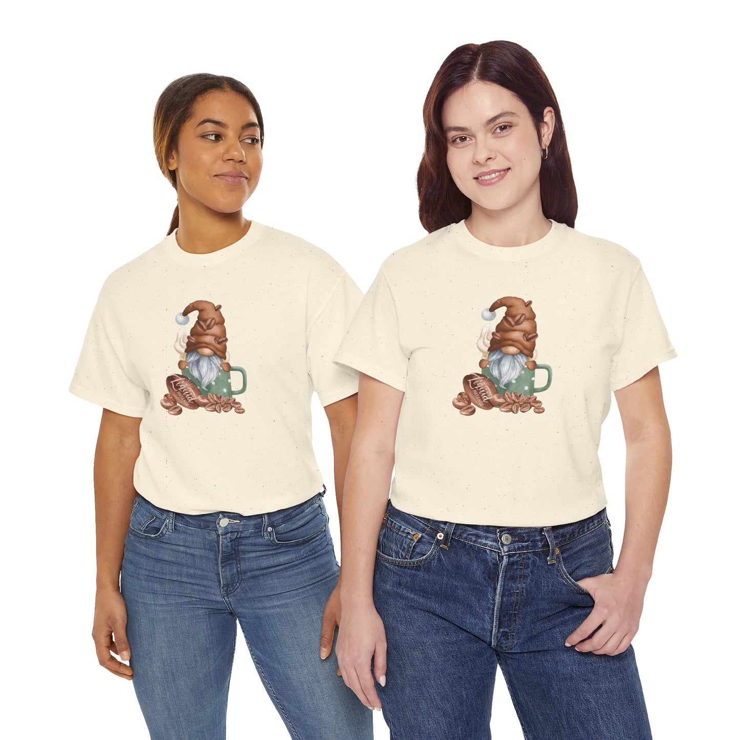 Cozy Coffee Gnome Tee, Unisex Heavy Cotton Tee, Perfect for Coffee Lovers, Holiday Gift, Cute Gnome Shirt, Casual Wear, Festive Attire