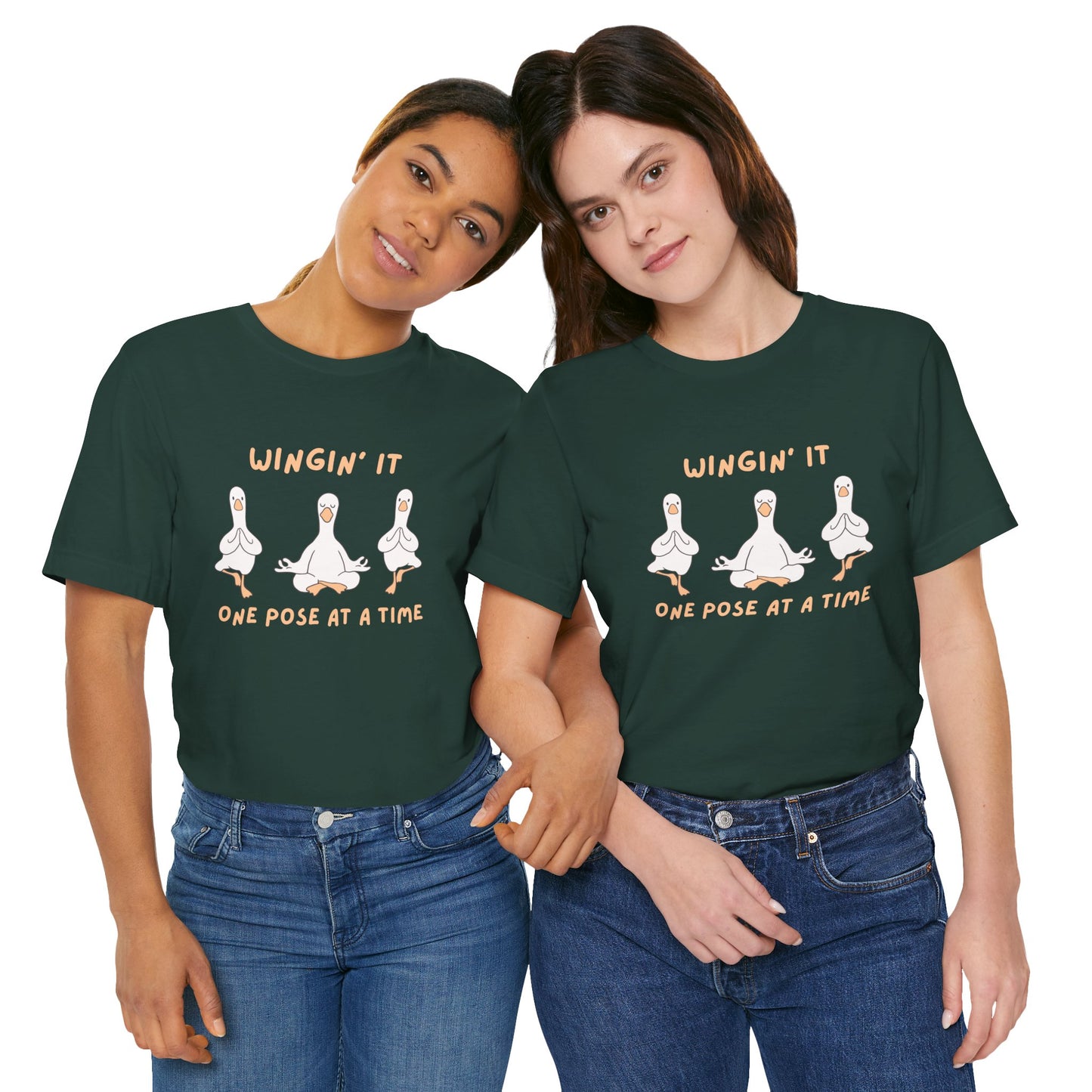 Wingin It One Pose at a Time Silly Goose Yoga Shirt
