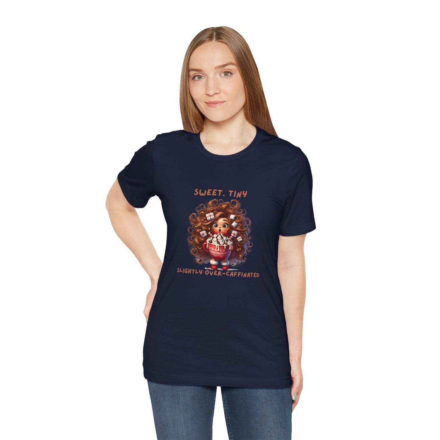 Sweet Tiny Over-Caffeinated Tee, Funny T-Shirt, Gift for Coffee Lovers, Cute Humor Top, Unisex Short Sleeve Shirt