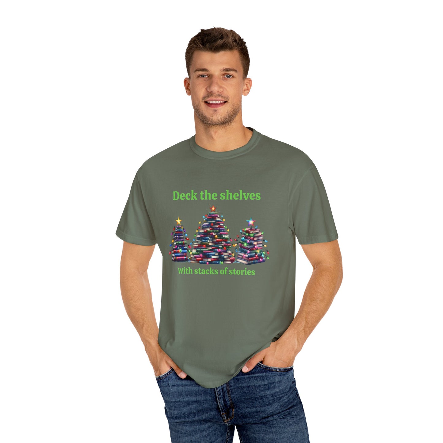 Deck the Shelves Tee – A Literary Tree-mendous Holiday!