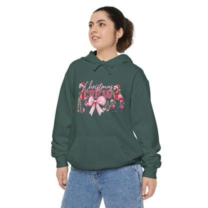 Christmas Crew Flamingo Hoodie – Festive Flamingos, Santa Hats & Holiday Cheer