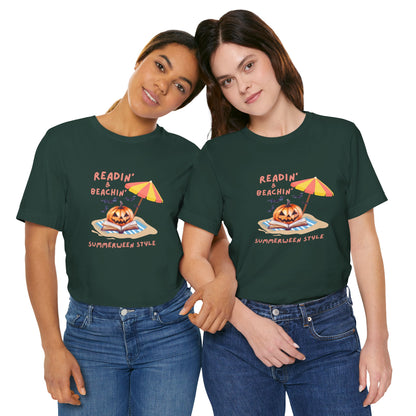 Readin and Beachin Pumpkin Reading Tee