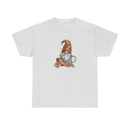 Cozy Coffee Gnome Tee, Unisex Heavy Cotton Tee, Perfect for Coffee Lovers, Holiday Gift, Cute Gnome Shirt, Casual Wear, Festive Attire