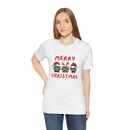 Merry Christmas paw prints Unisex Jersey Tee, Holiday T-shirt, Christmas Gift, Festive Short Sleeve, Winter Wear, Holiday Outfit, Gift for Him/Her