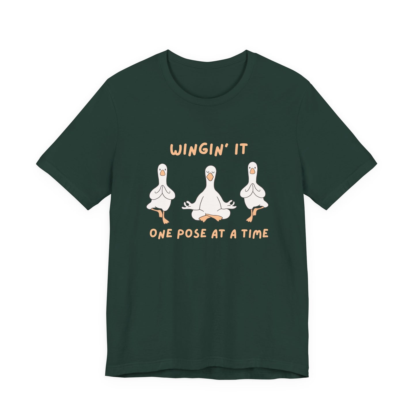 Wingin It One Pose at a Time Silly Goose Yoga Shirt