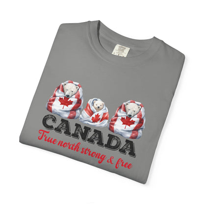 Canada True North Strong & Free Unisex T-Shirt Polar Bears Wrapped in Canada Flag