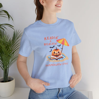 Readin and Beachin Pumpkin Reading Tee