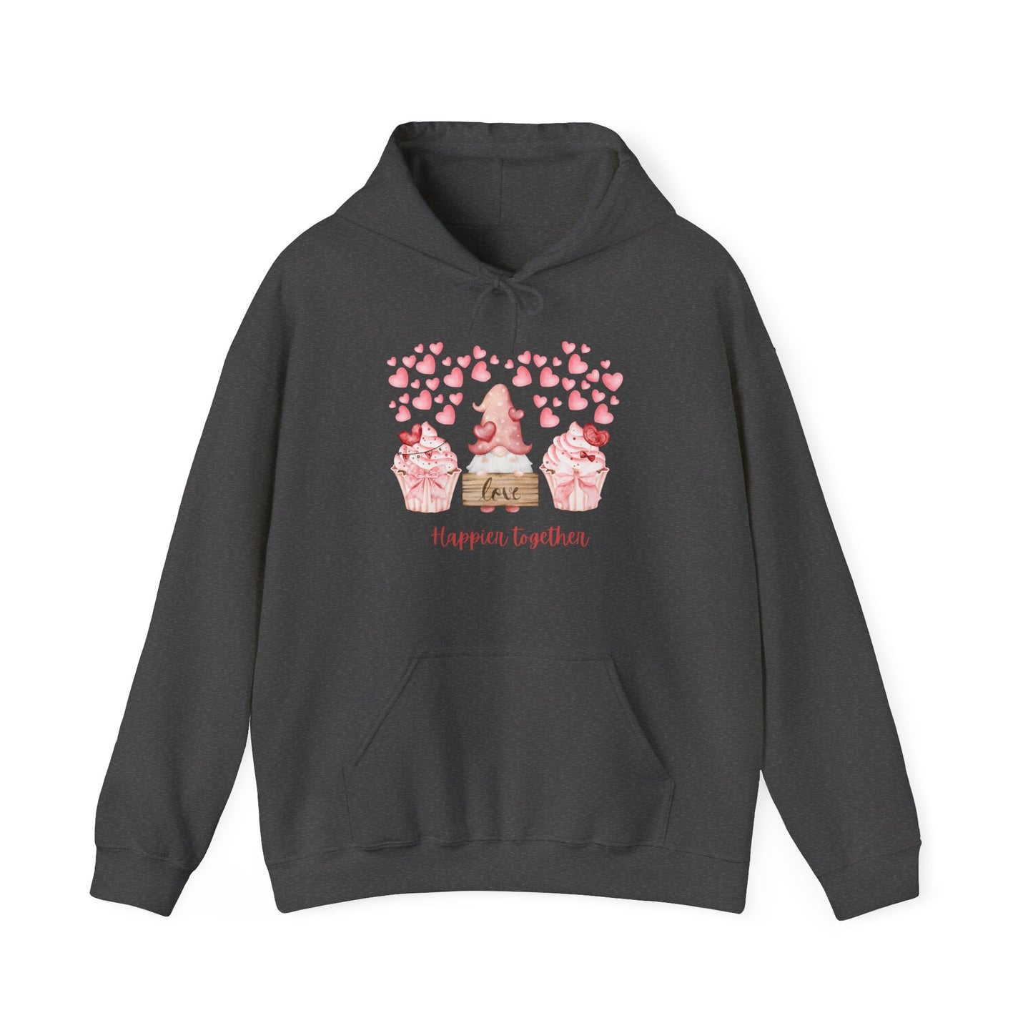 Cute 'Love Happier Together' Couples Hoodie, Valentine's Gift, Cozy Apparel, Unisex Sweatshirt, Cute Love Design,