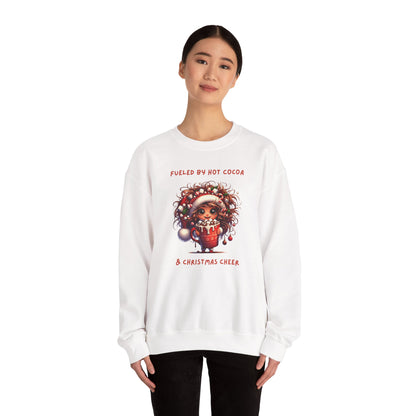 Sassy Elf Fueled by hot cocoa and Christmas Cheer Sweatshirt