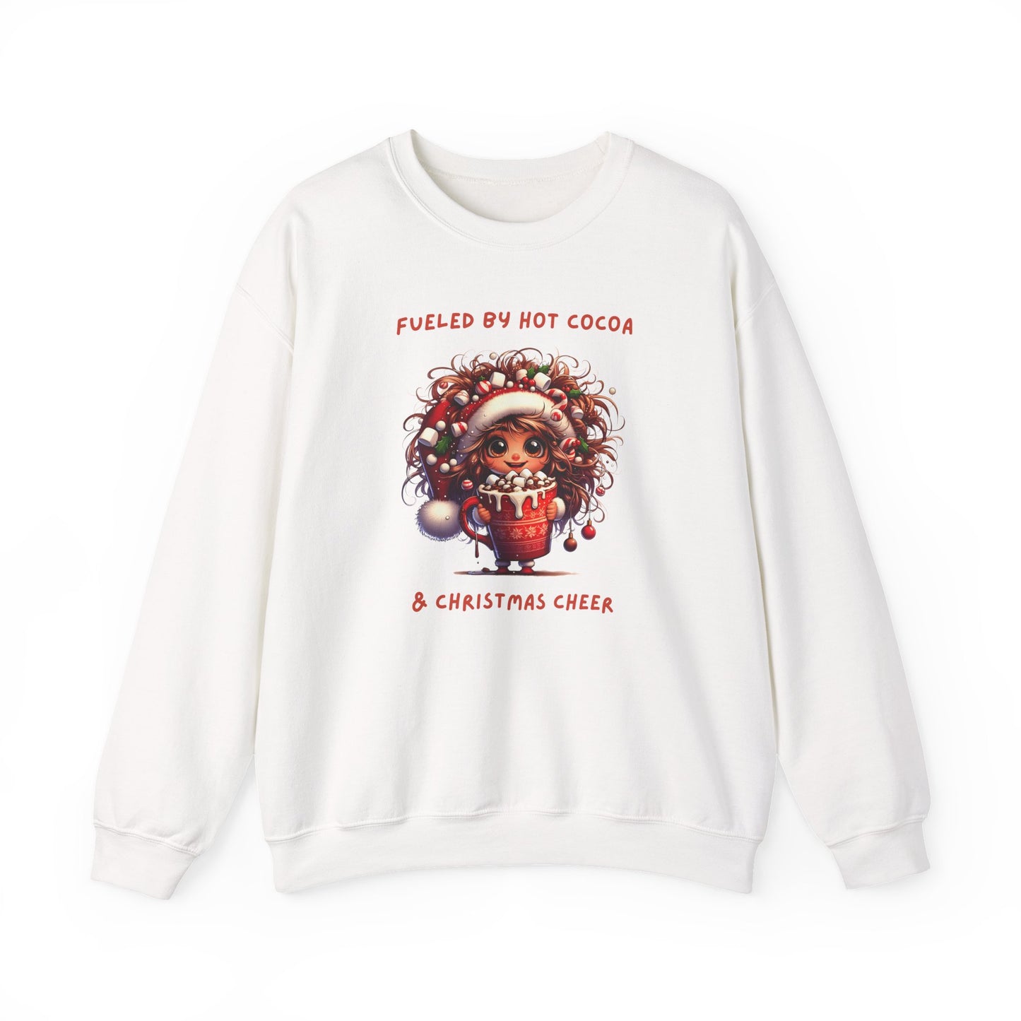 Sassy Elf Fueled by hot cocoa and Christmas Cheer Sweatshirt