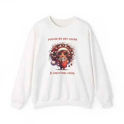 Sassy Elf Fueled by hot cocoa and Christmas Cheer Sweatshirt