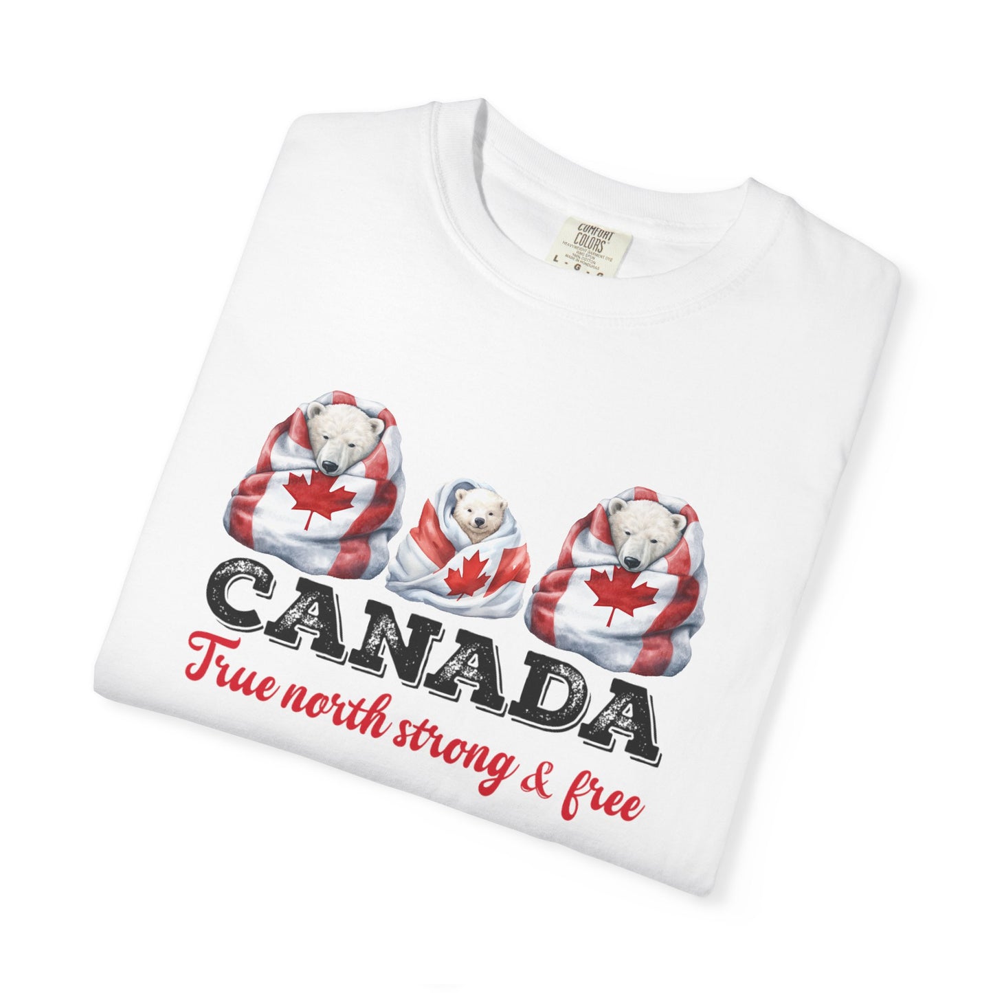Canada True North Strong & Free Unisex T-Shirt Polar Bears Wrapped in Canada Flag