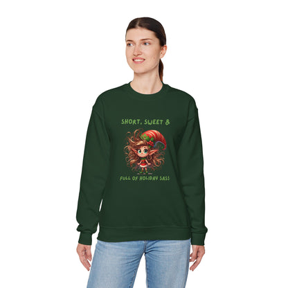 Short, Sweet, full of Holiday Sassy, Sassy Elf Holiday Sweatshirt, Cute Christmas Crewneck, Funny Seasonal Apparel, Unisex Gift for Friends, Holiday Party Outfit