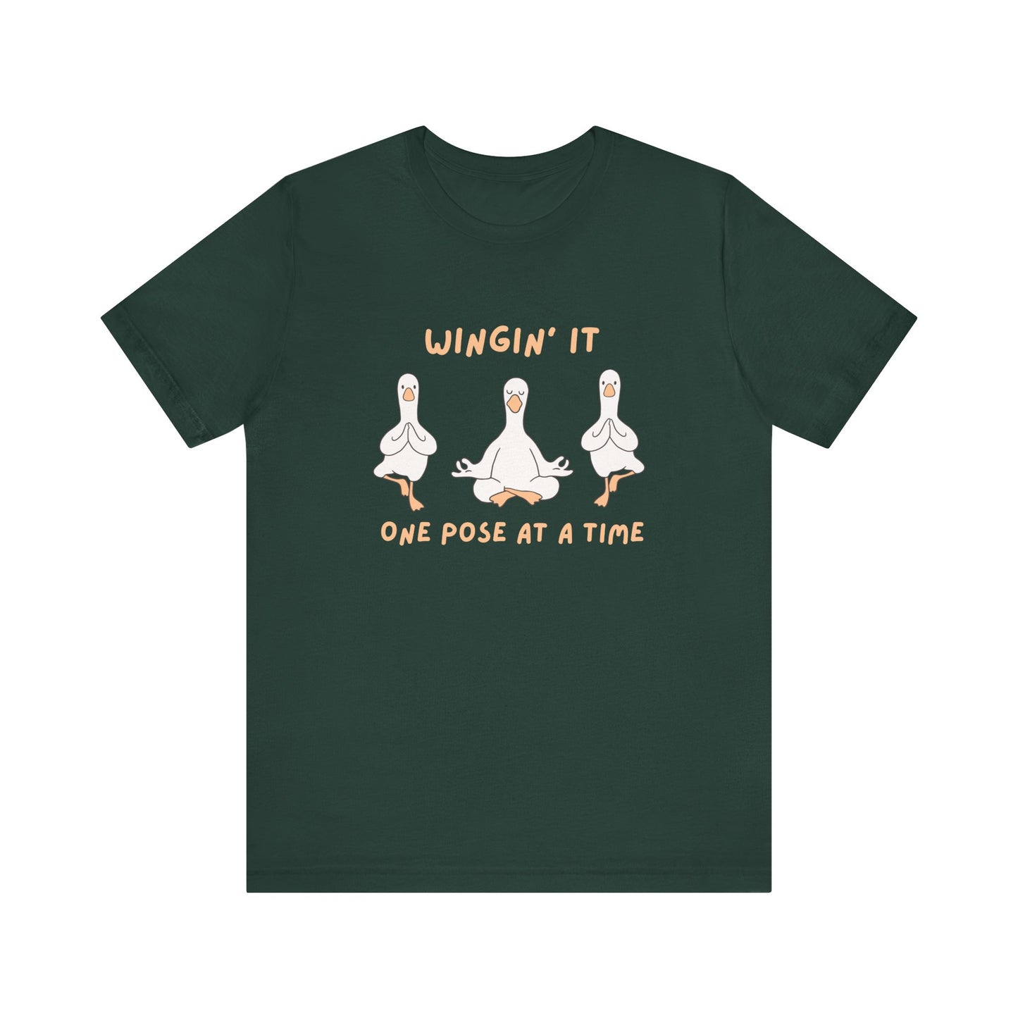 Wingin It One Pose at a Time Silly Goose Yoga Shirt