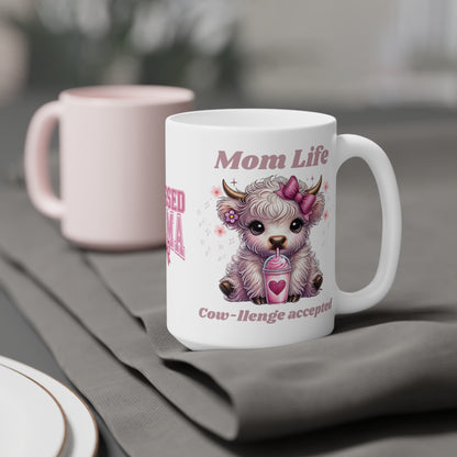 Cow-challenge Accepted, Blessed Mama Ceramic Mug