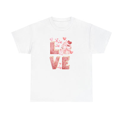Cute Pink Love Cupcake Graphic Tee cupcake lover, Couples Gift, Unisex T-Shirt, Sweetheart Shirt, Heart Print Apparel, Romantic Wear
