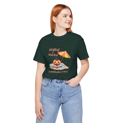 Readin and Beachin Pumpkin Reading Tee