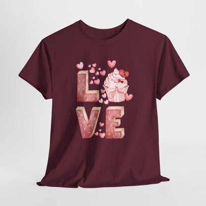 Cute Pink Love Cupcake Graphic Tee cupcake lover, Couples Gift, Unisex T-Shirt, Sweetheart Shirt, Heart Print Apparel, Romantic Wear