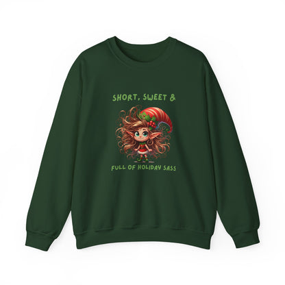 Short, Sweet, full of Holiday Sassy, Sassy Elf Holiday Sweatshirt, Cute Christmas Crewneck, Funny Seasonal Apparel, Unisex Gift for Friends, Holiday Party Outfit
