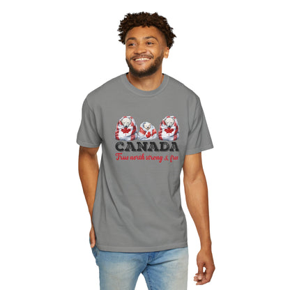 Canada True North Strong & Free Unisex T-Shirt Polar Bears Wrapped in Canada Flag