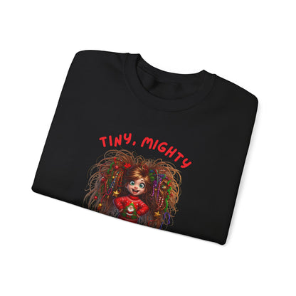 Tiny Mighty Tinsel Ready Sweatshirt, Holiday Sweater, Cute Graphic Crewneck, Unisex Winter Apparel, Gift for Her